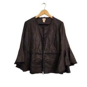 Chico's Bell Sleeve 100% Linen Weight Jacket Size 1